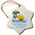 3dRose Macdonald Creative Studios – Nautical - San Diego California Nautical Sailing Design of Boat and Palm Trees. - Ornaments (ORN_299286)