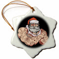 3dRose Santa Claus for Merry Christmas with Tattoo Flowers Bird - Ornaments (ORN_307236)