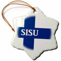 3dRose Sisu on Finland Flag - Finnish Word for Finn Stoic Strength of Will - Ornaments (ORN_321409)