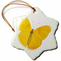3dRose Florene Macro Nature - Butterfly Yellow - Ornaments (ORN_33264)