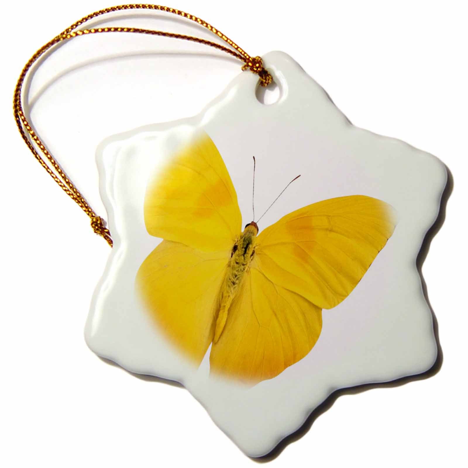 3dRose Florene Macro Nature - Butterfly Yellow - Ornaments (ORN_33264)