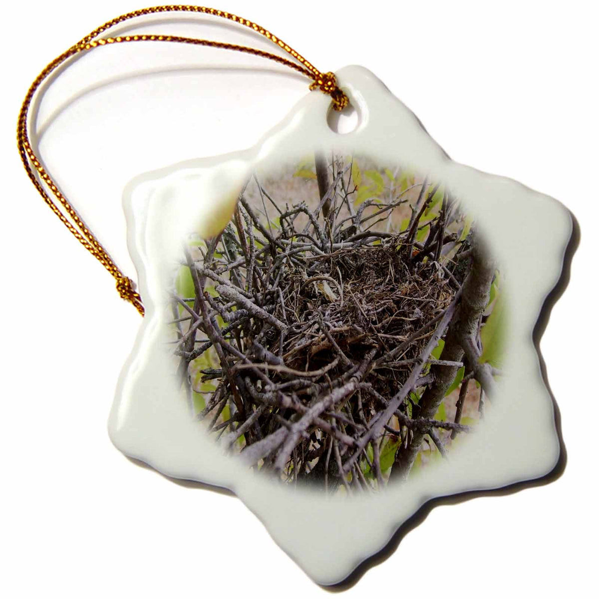 3dRose Rebecca Anne Grant Photography Nature Birds Nest - Empty Bird Nest - Ornaments (ORN_36698)