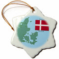 3dRose 777images Flags and Maps - The map and Flag of Denmark with Denmark Printed in English and Danish. - Ornaments (ORN_37583)
