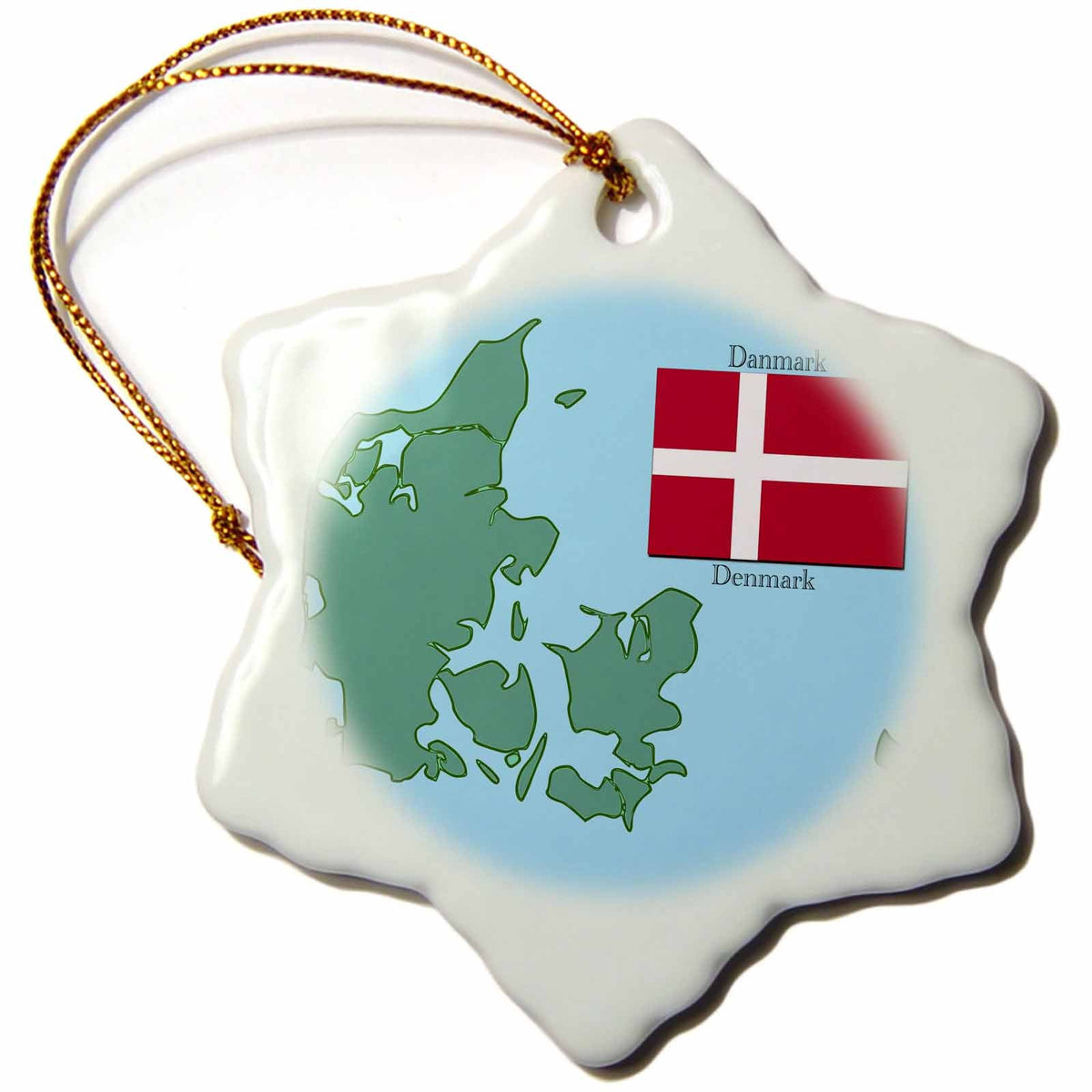3dRose 777images Flags and Maps - The map and Flag of Denmark with Denmark Printed in English and Danish. - Ornaments (ORN_37583)
