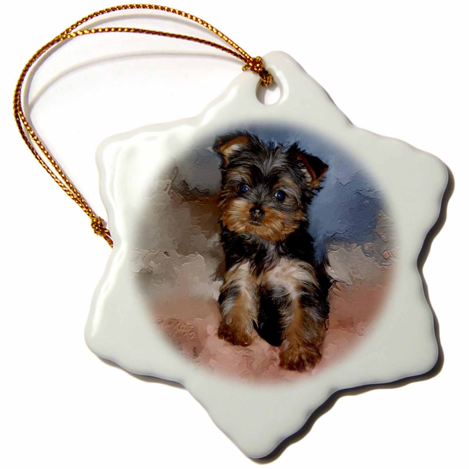 3dRose Dogs Toy Yorkie - Toy Yorkie Puppy - Ornaments (ORN_3868)