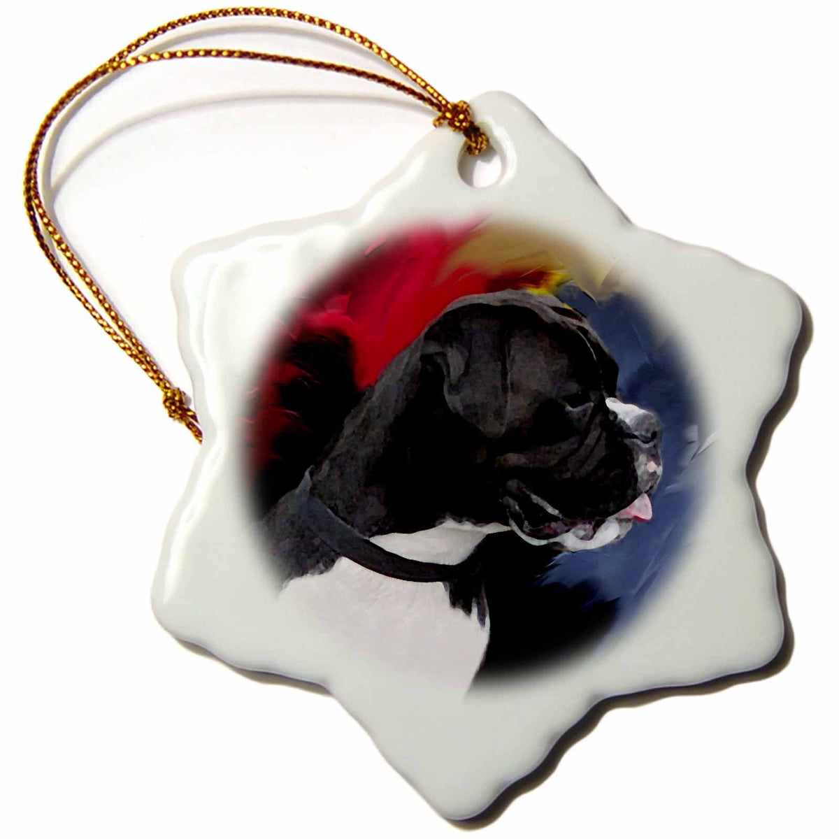 3dRose Dogs Boxer - Black White Boxer - Ornaments (ORN_3976)