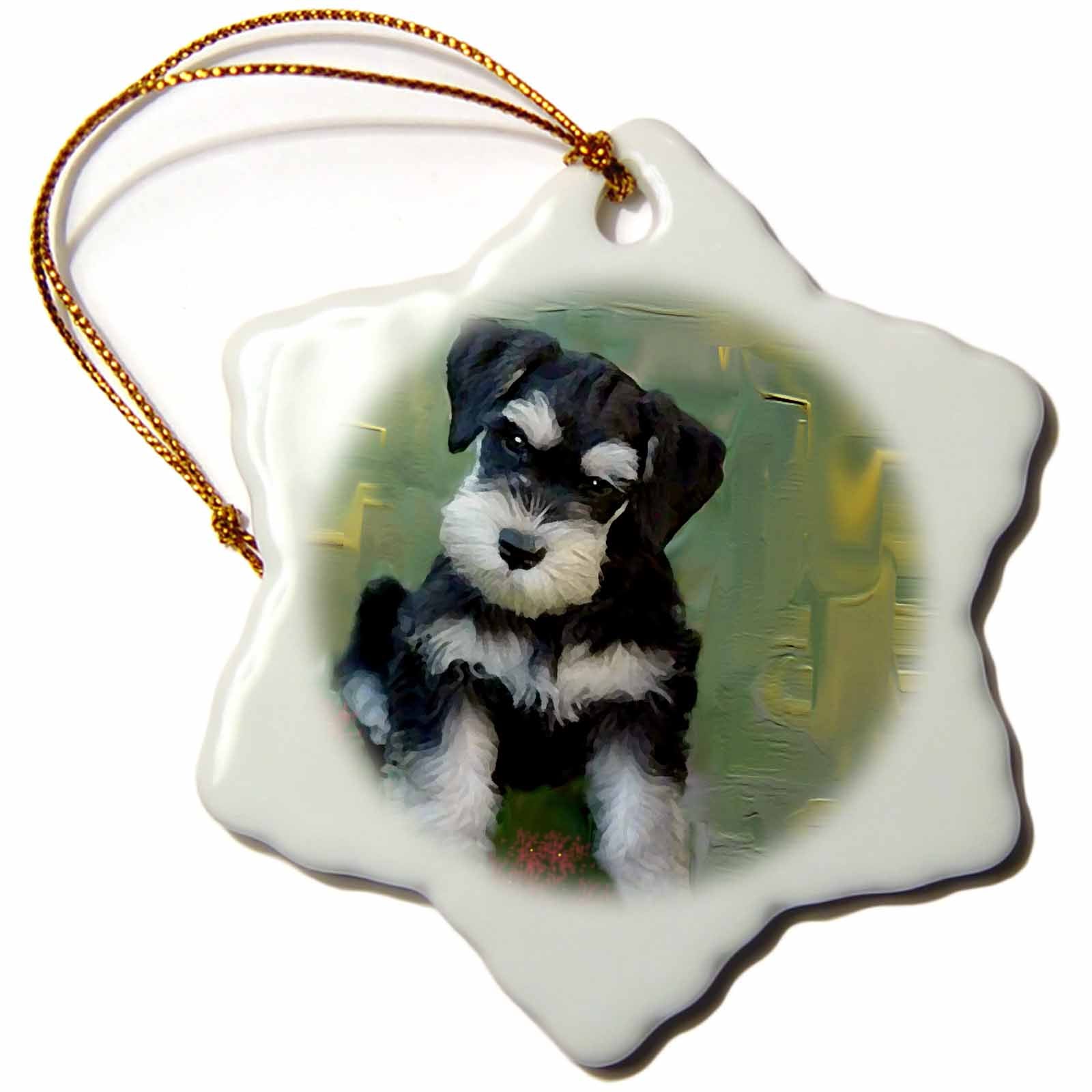 3dRose Dogs Schnauzer - Miniature Schnauzer - Ornaments (ORN_4158)