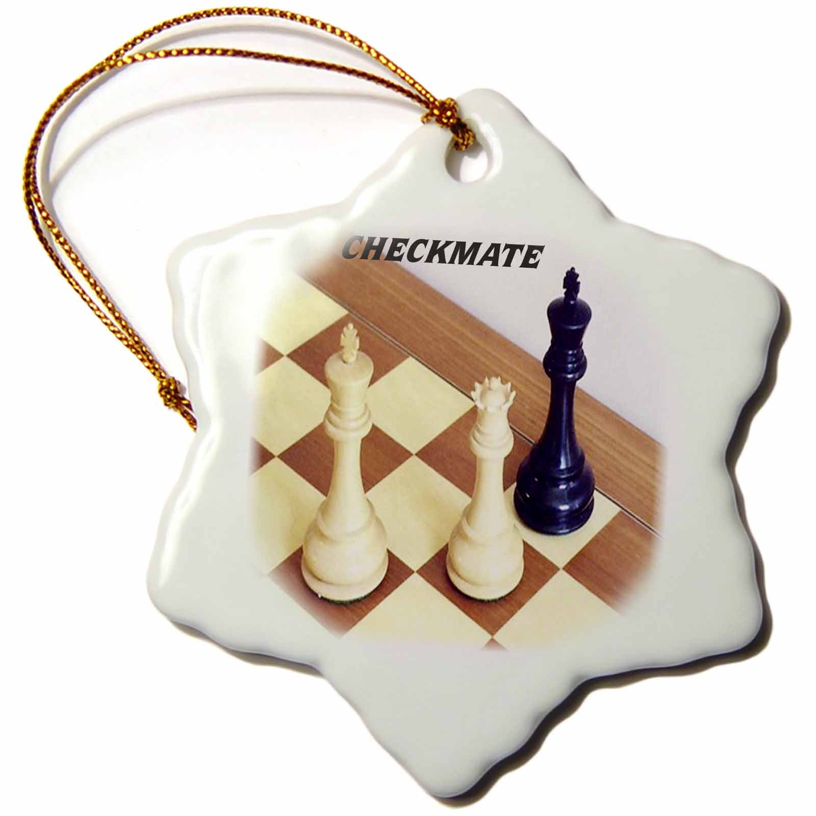 3dRose Florene Games - Chess Pieces with Word Checkmate - Ornaments (ORN_41707)