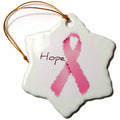 3dRose Patricia Sanders Creations - Painted Pink Ribbon Hope- Art- Breast Cancer Awareness - Ornaments (ORN_42618)