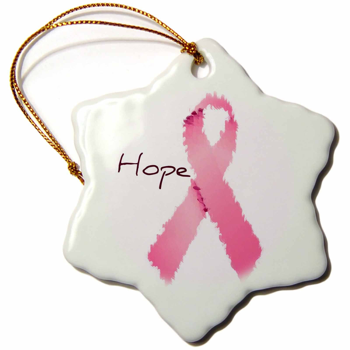 3dRose Patricia Sanders Creations - Painted Pink Ribbon Hope- Art- Breast Cancer Awareness - Ornaments (ORN_42618)