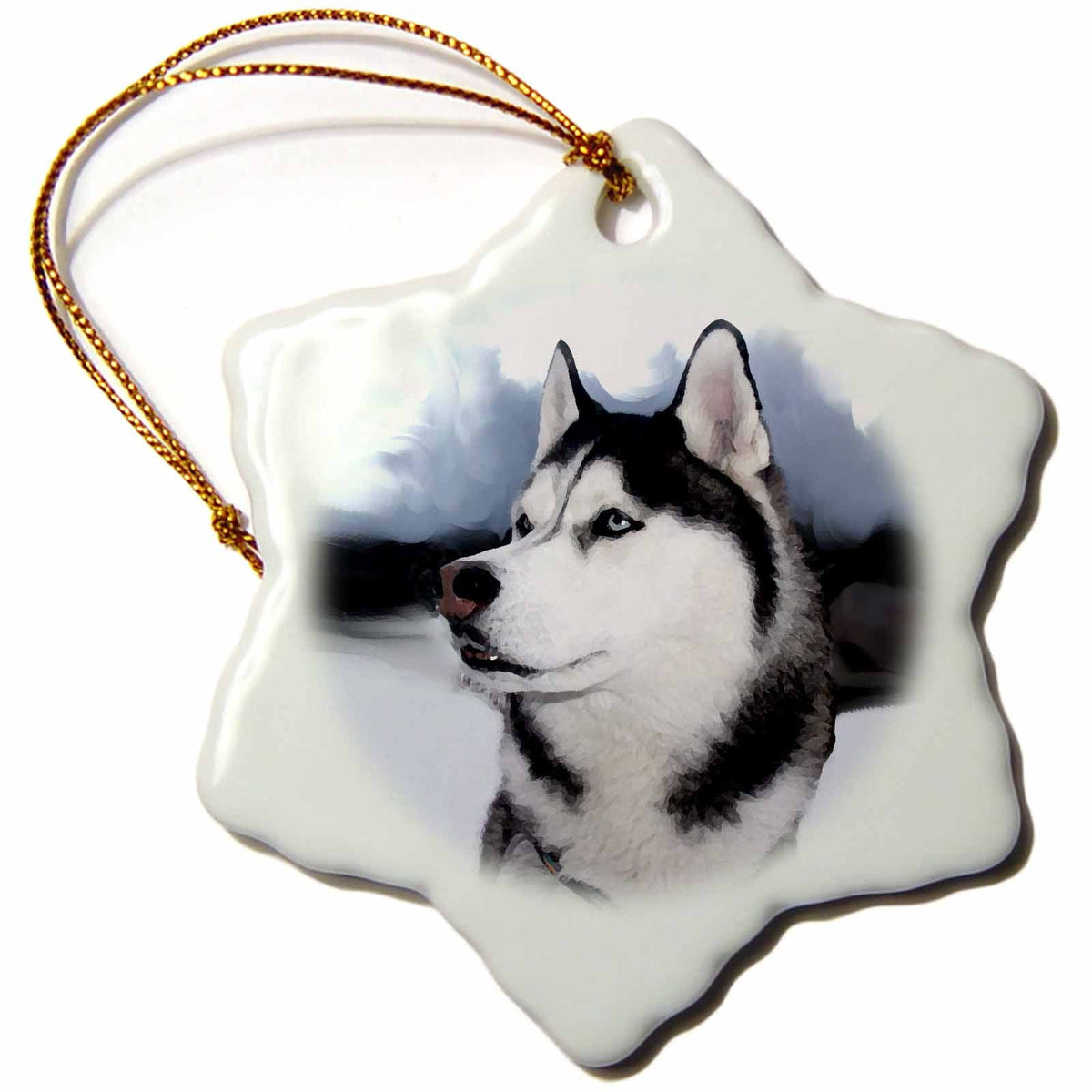 3dRose Dogs Siberian Husky - Siberian Husky - Ornaments