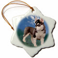 3dRose Dogs Siberian Husky - Siberian Husky Puppy - Ornaments (ORN_4439)