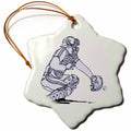 3dRose Florene Childrens Art II - Baseball Catcher in Blue - Ornaments (ORN_44802)