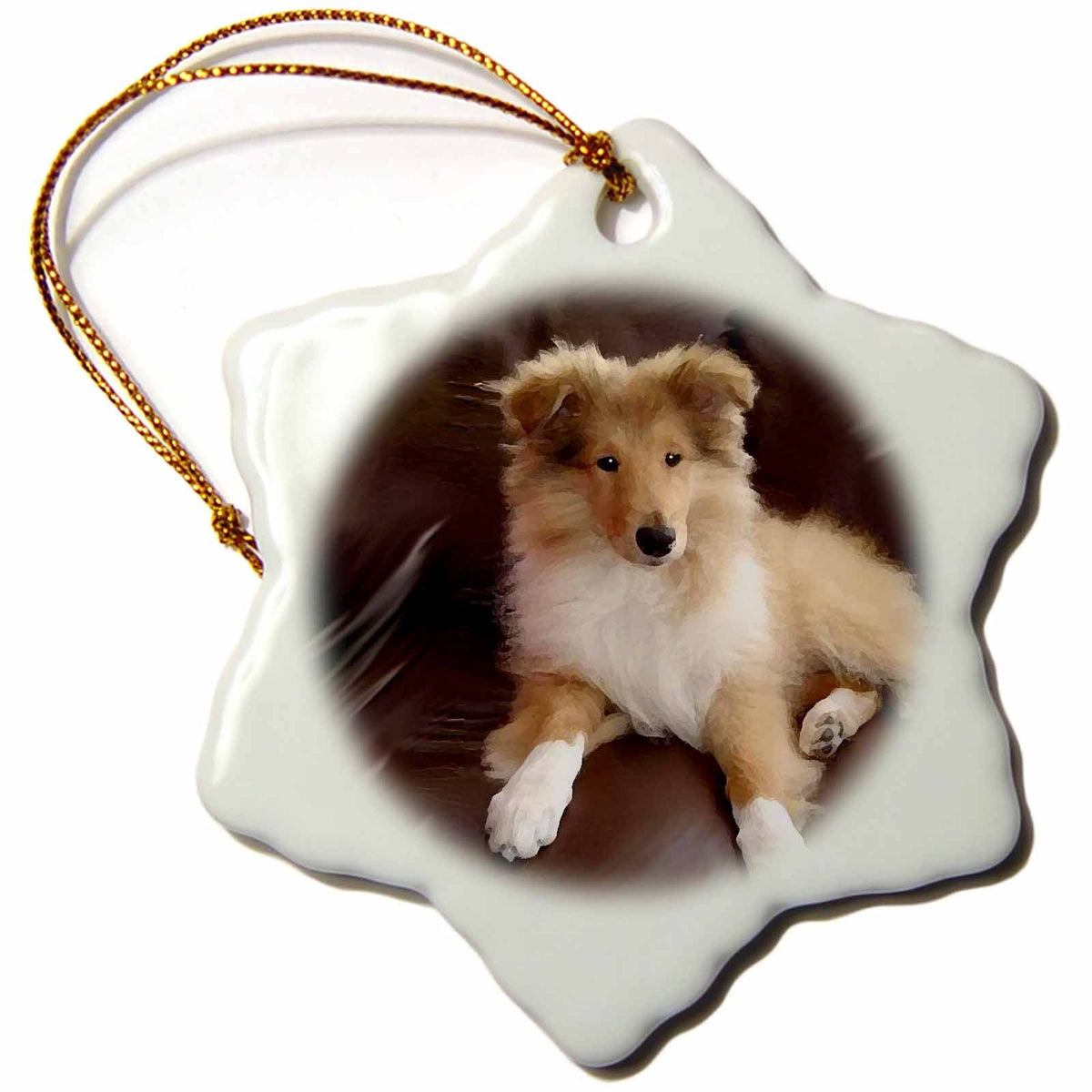 3dRose Dogs Rough Collie - Rough Collie Puppy - Ornaments (ORN_4546)