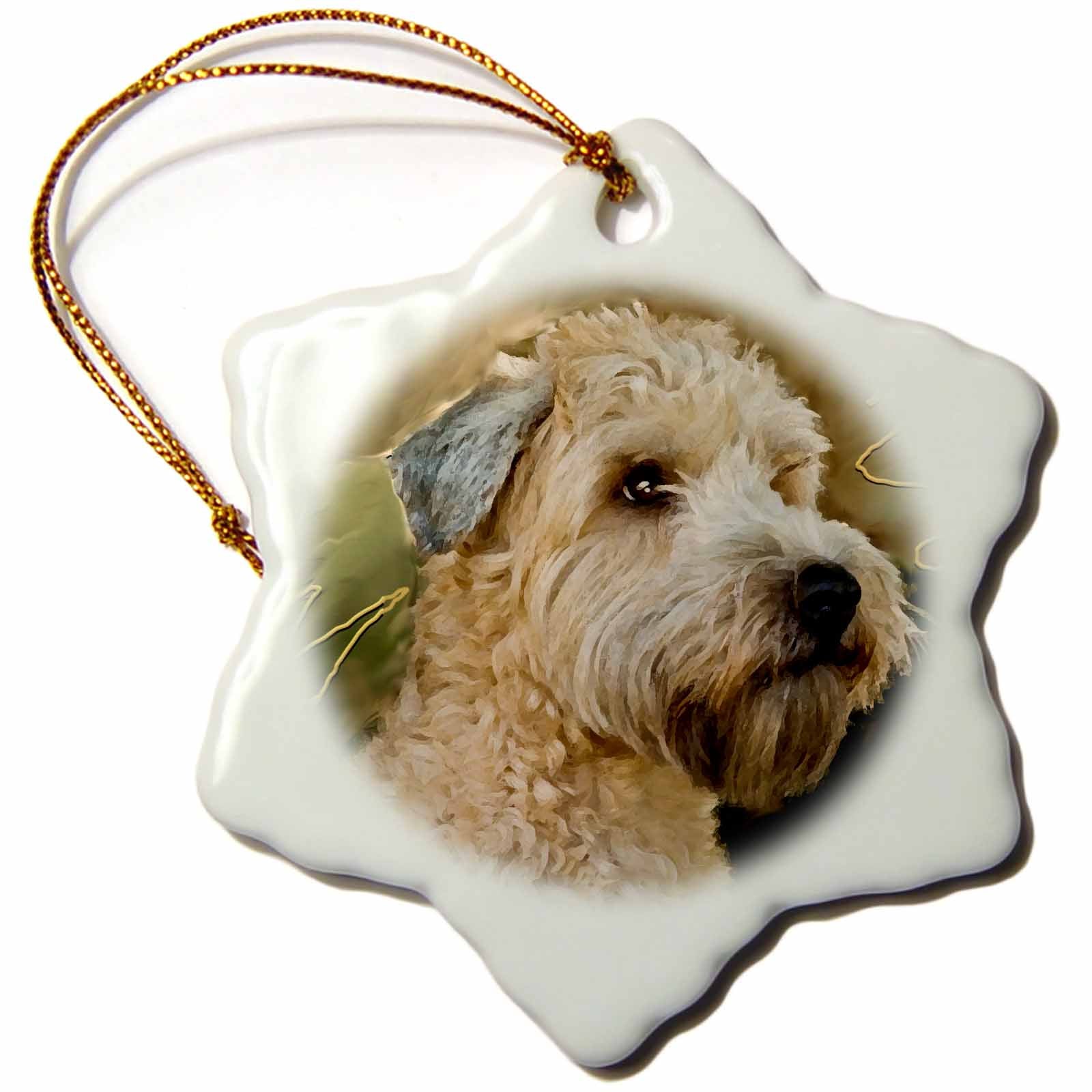 3dRose Dogs Soft Coated Wheaten Terrier - Soft Coated Wheaten Terrier Portrait - Ornaments (ORN_4808)
