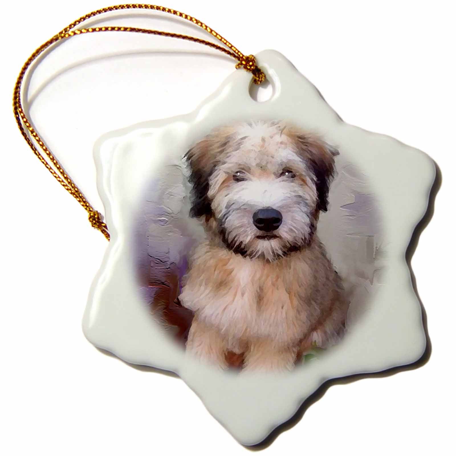 3dRose Dogs Soft Coated Wheaten Terrier - Soft Coated Wheaten Terrier - Ornaments (ORN_4810)