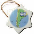 3dRose 777images Flags and Maps - South America - Flag and Map of Argentina with The Republic of Argentina Printed in Both English and Spanish - Ornaments (ORN_51724)