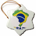 3dRose 777images Flags and Maps - South America - Brazilian flag in the map and letters of Brazil - Ornaments (orn_51743)