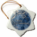 3dRose Doreen Erhardt Christmas Collection - Happy Chrismukkah Blue and Silver Ornament and Menorah - Ornaments (ORN_52281)
