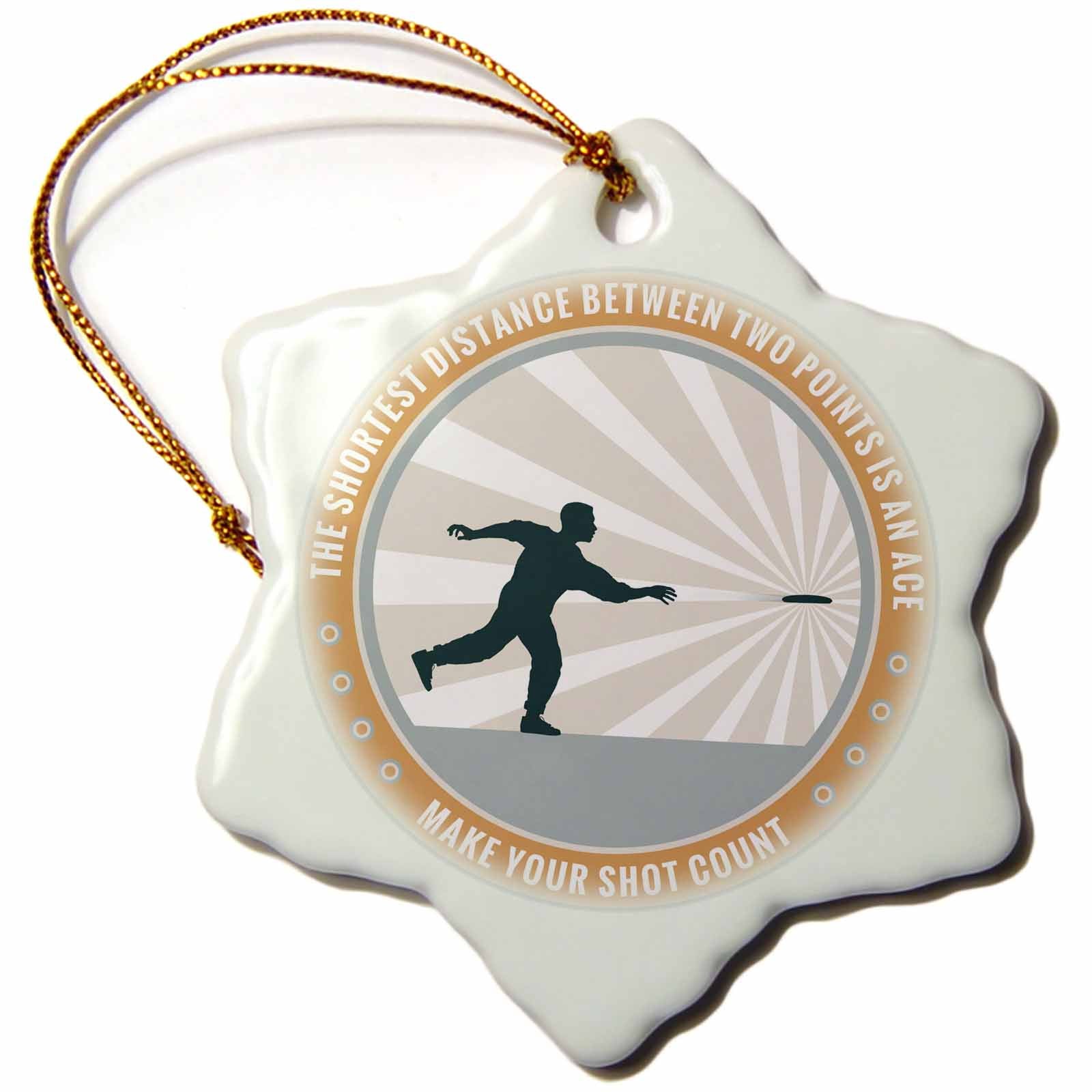 3dRose Perkins Designs Disc Golf - Make Your Shot Count - Frisbee disc Golf Graphic Design of Silhouette Player Throwing - Ornaments (ORN_52687)