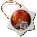 3dRose Florene Special Events - London Bridge Nitetime with 2012 Olympics n Fireworks - Ornaments (ORN_54154)