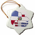 3dRose 777images Flags and Maps - North America - The Flag of The Dominican Republic in The map Outline and Words Dominican Republic - Ornaments (ORN_58772)