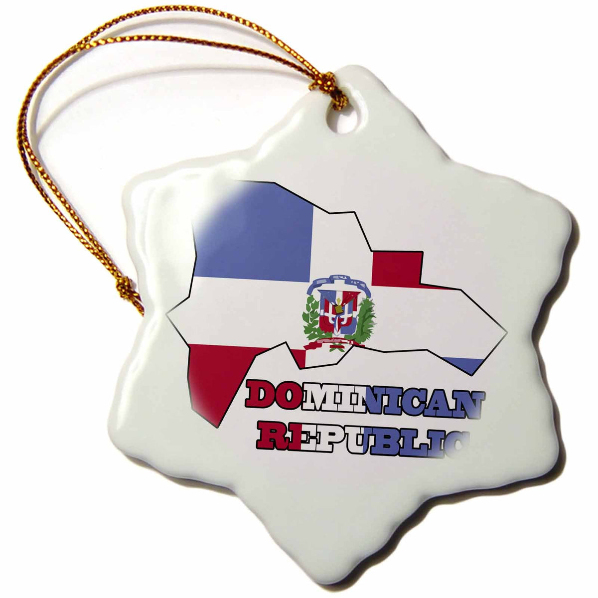 3dRose 777images Flags and Maps - North America - The Flag of The Dominican Republic in The map Outline and Words Dominican Republic - Ornaments (ORN_58772)
