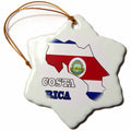 3dRose 777images Flags and Maps - North America - The flag of Costa Rica in the outline map and words Costa Rica - Ornaments (orn_58774)