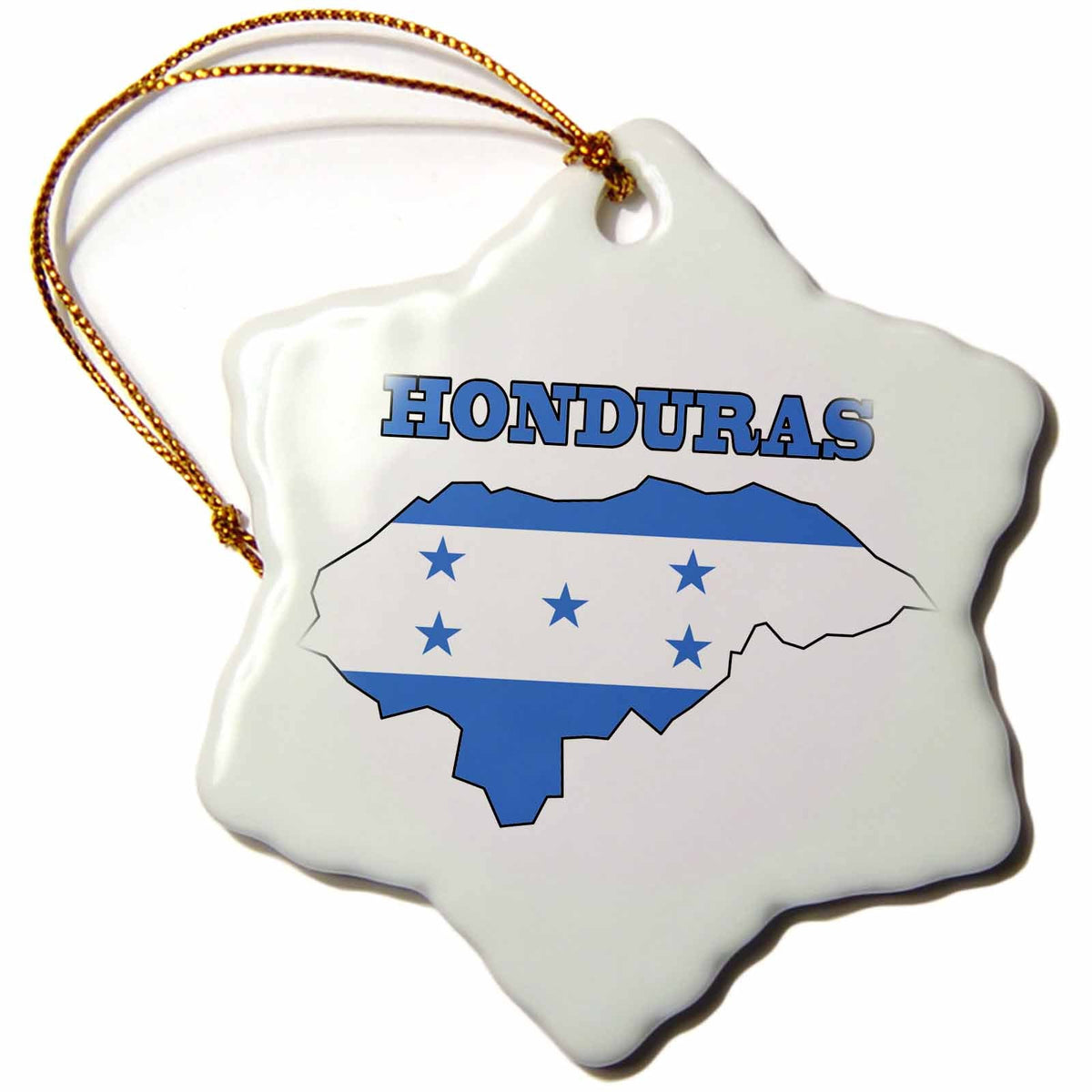 3dRose 777images Flags and Maps - North America - Honduran flag in the outline map and word Honduras - Ornaments (orn_58777)