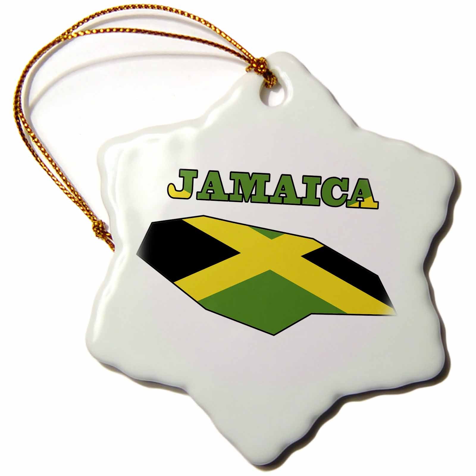 3dRose 777images Flags and Maps - North America - Jamaican Flag in The Outline map and Word Jamaica - Ornaments (ORN_58778)