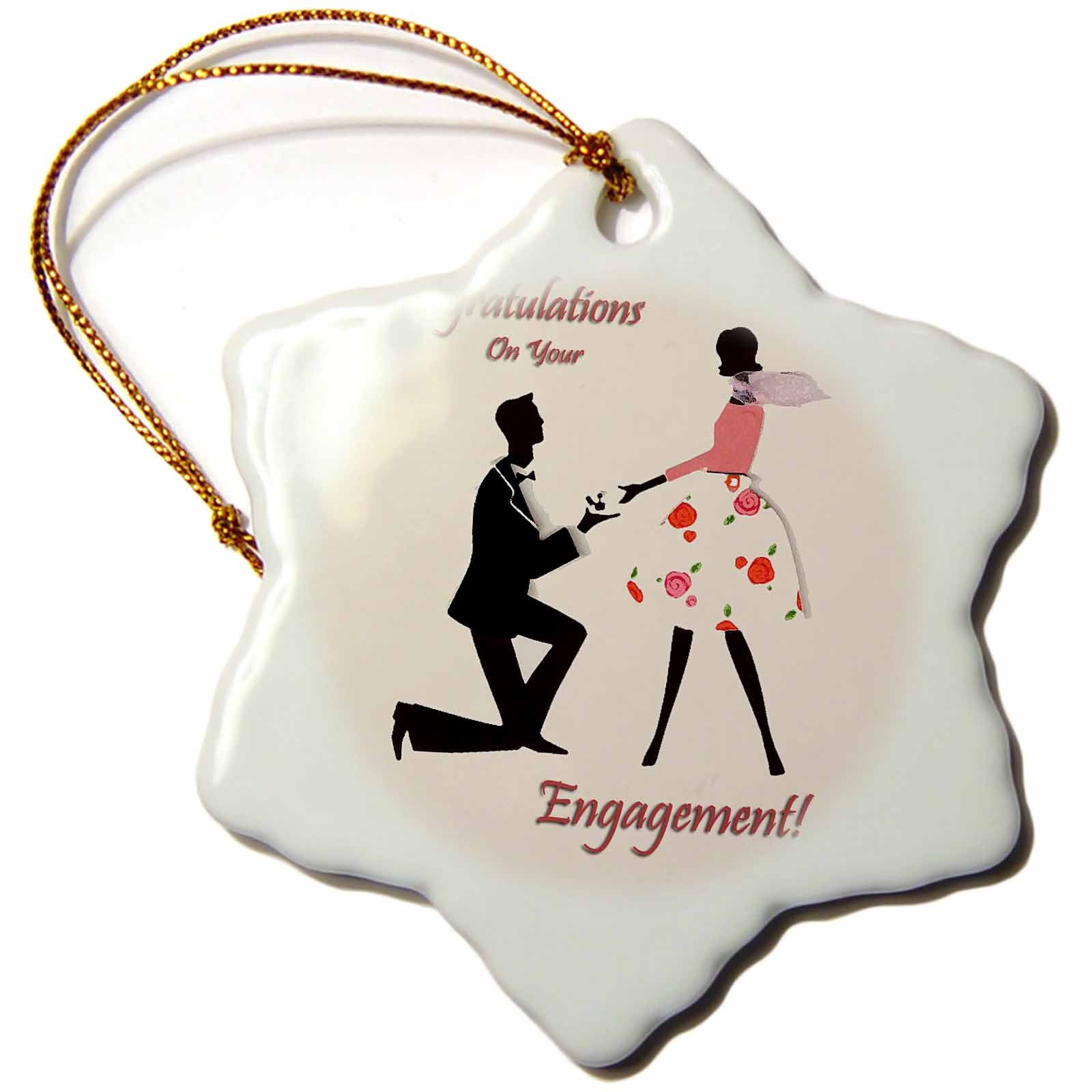 3dRose Wedding - Congratulations on You Engagement - Ornaments (ORN_6183)