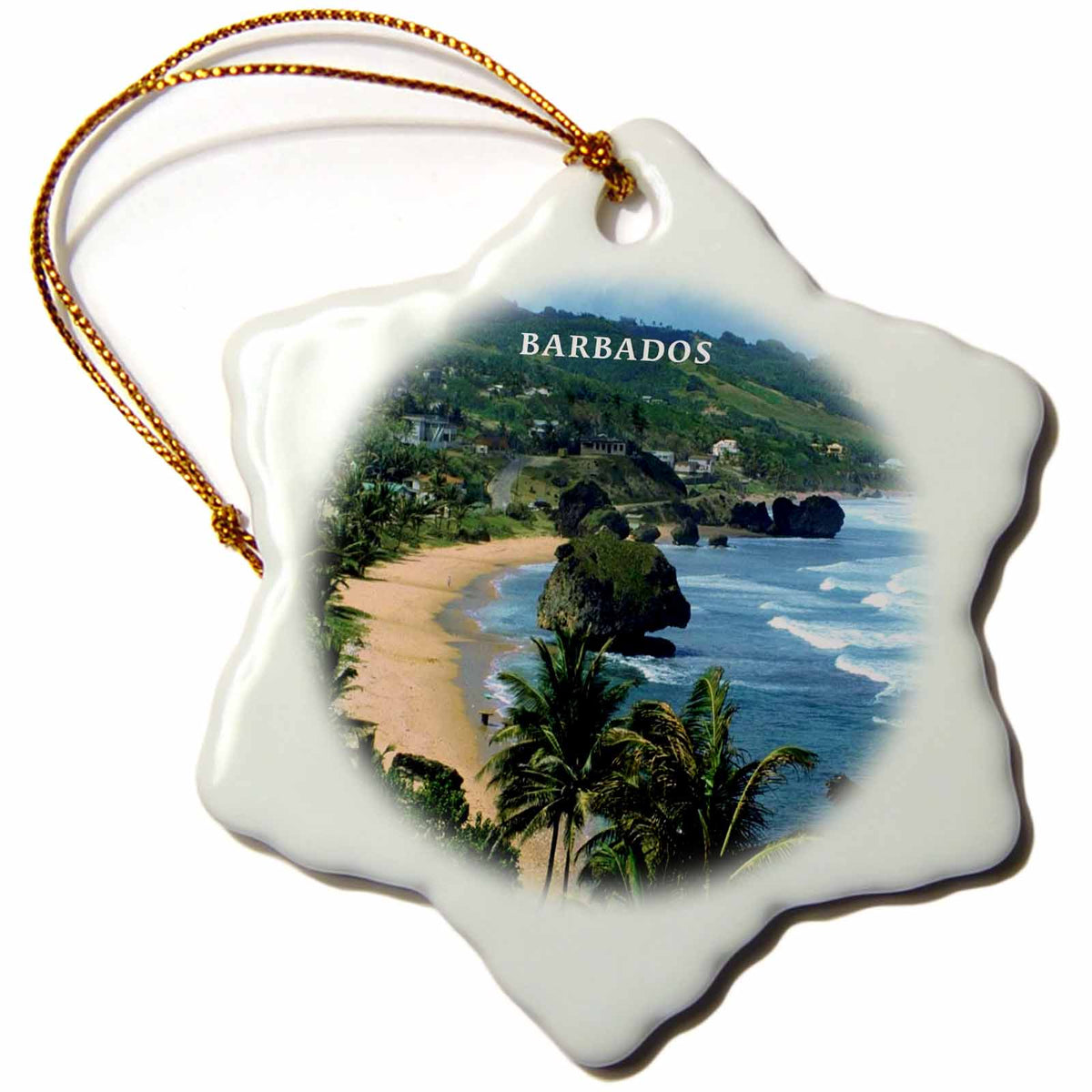 3dRose Florene Worlds Exotic Spots - Barbados Beach - Ornaments (ORN_61994)