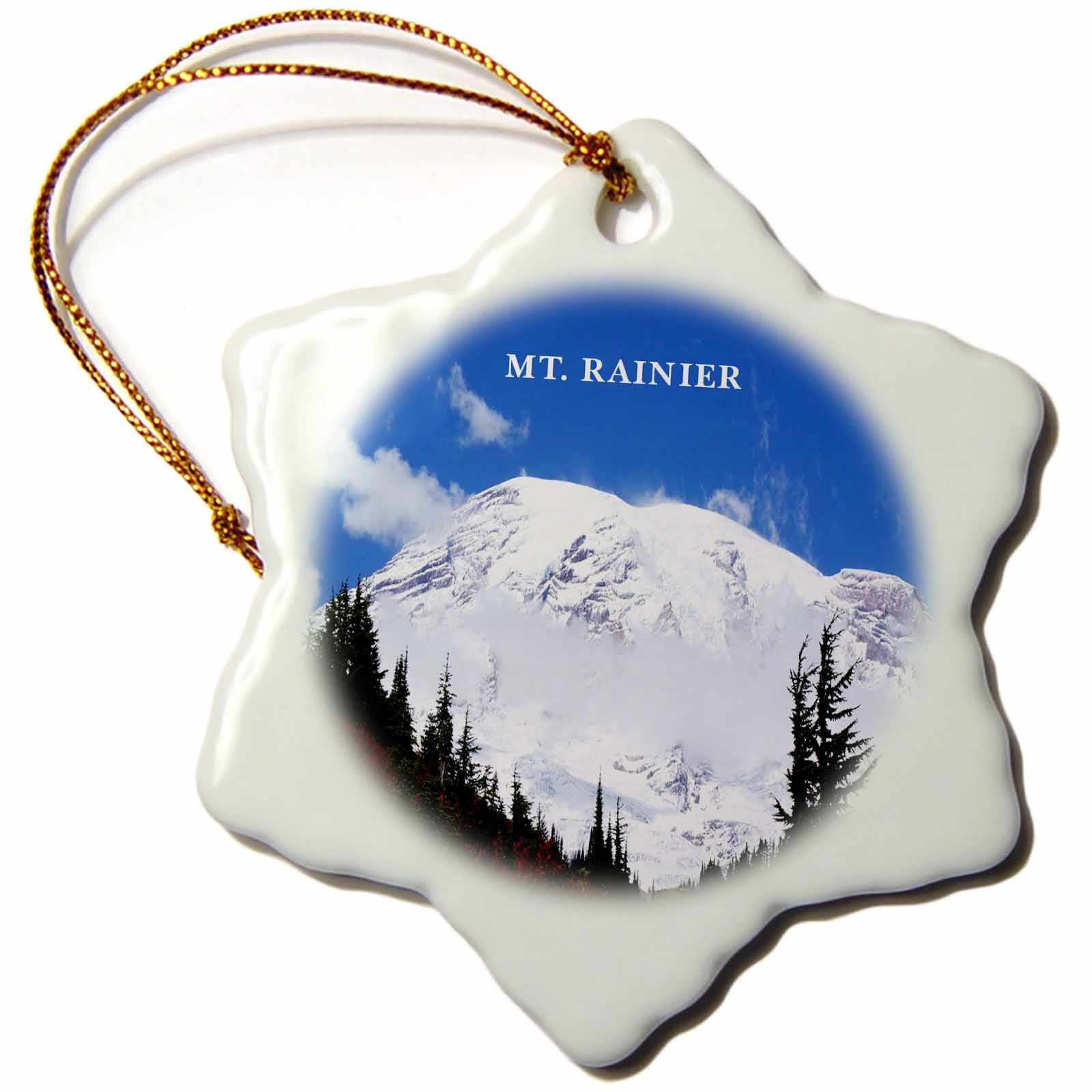 3dRose Florene America The Beautiful - Mt Rainier with Snow - Ornaments (ORN_62528)