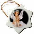 3dRose Doreen Erhardt Dogs - Golden Retriever Angel Dog Sitting on a Cloud with a Cute Halo and Angel Wings - Ornaments (ORN_62894)