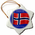 3dRose 777images Flags and Maps - The Flag of Norway on a Blue Background with The Kingdom of Norway in English and Norwegian - Ornaments (ORN_63190)