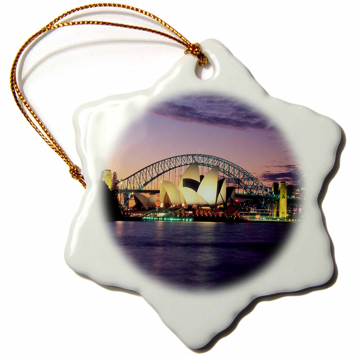 3dRose ToryAnne Collections Famous Landmarks - Sydney, Australia Purple and Pink Sunset - Ornaments (ORN_66291)