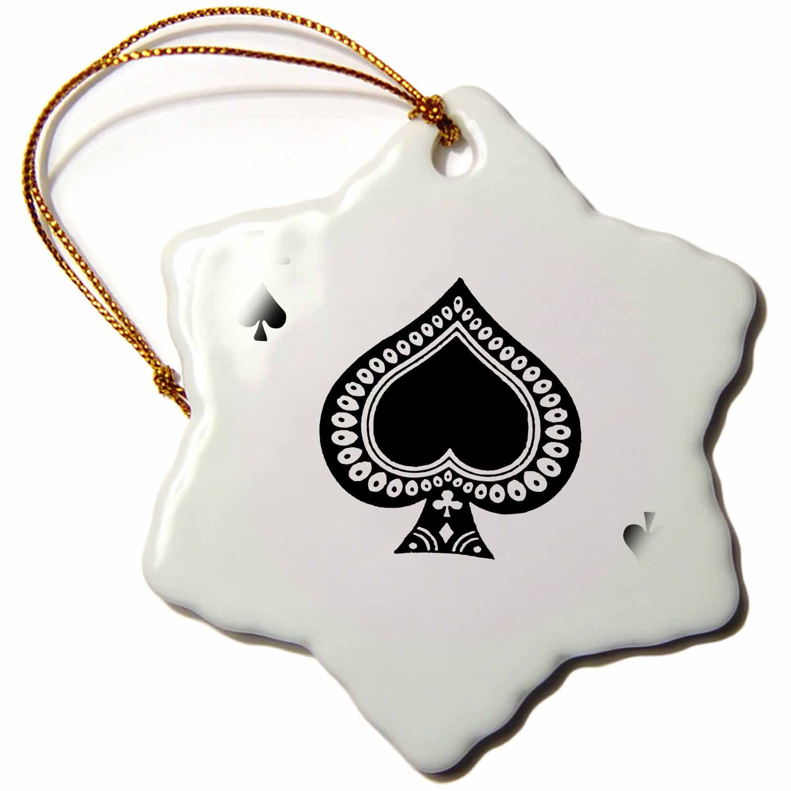 3dRose InspirationzStore Playing Cards - Ace of Spades Playing Card - Black Spade Suit - Gifts for Cards Game Players of Poker Bridge Games - Ornaments (ORN_76552)