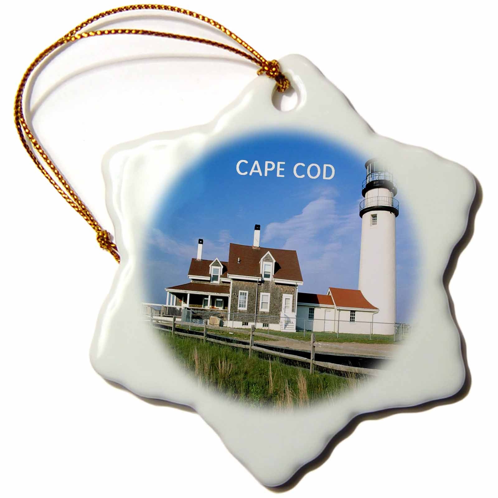 3dRose Florene Architecture - Lighthouse on Cape Cod in Massachusetts - Ornaments (ORN_80839)