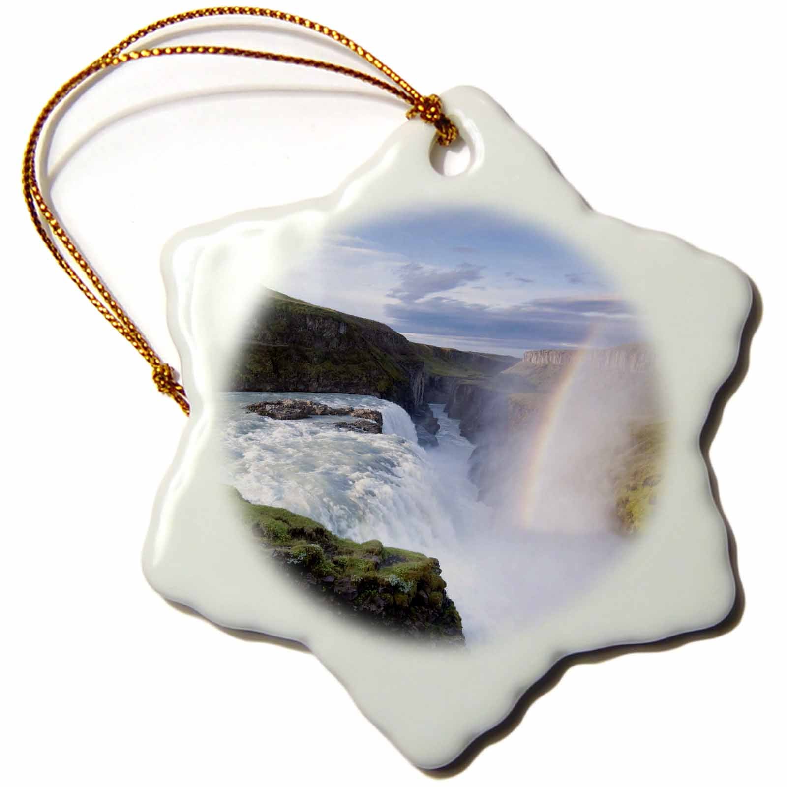 3dRose Danita Delimont - Waterfalls - Iceland, Hvita River, Gullfoss Waterfall, Rainbow - EU14 PSO0008 - Paul Souders - Ornaments (ORN_81936)