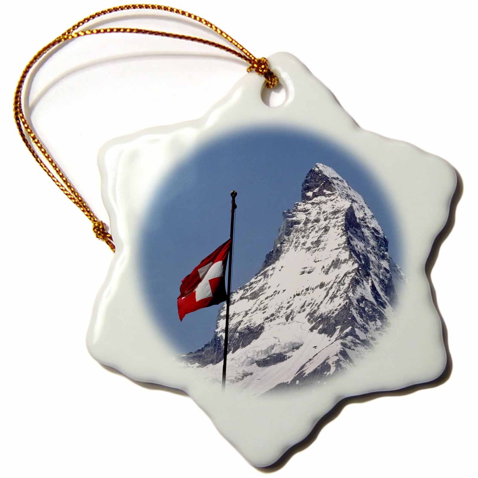 3dRose Danita Delimont - Mountains - Switzerland, Matterhorn, Mountain, Swiss Flag - EU29 RER0035 - RIC Ergenbright - Ornaments (ORN_82640)