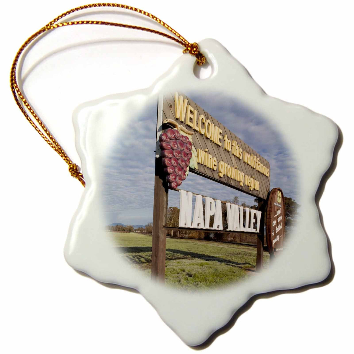 3dRose Danita Delimont - California - California, Napa Valley, Welcome Sign - US05 WBI1742 - Walter Bibikow - Ornaments (ORN_88751)