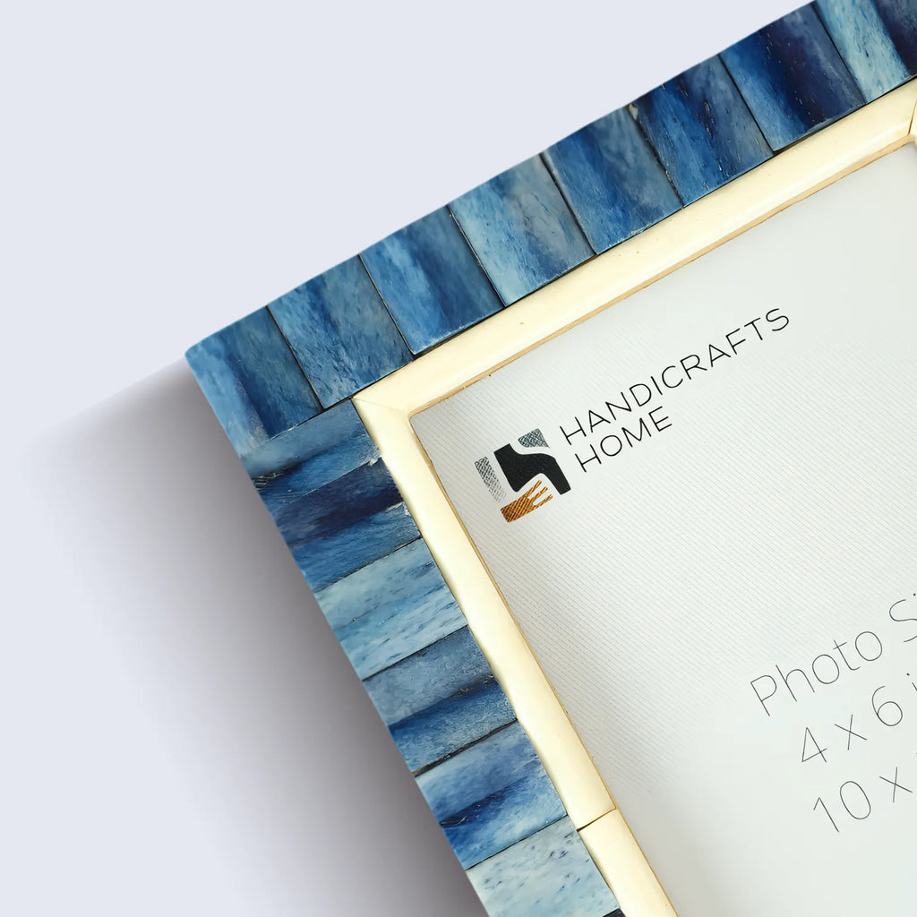 Picture Frame Ivory Ocean Collection Bone Inlay Blue – 4x6 & 5x7