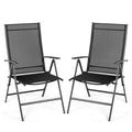 Set of 2 Adjustable Portable Patio Folding Dining Chair Recliners-Black