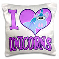 3dRose Dooni Designs Goofkins Characters - I Heart Love Unicorns Cartoon - Pillow Cases (pc_102157)