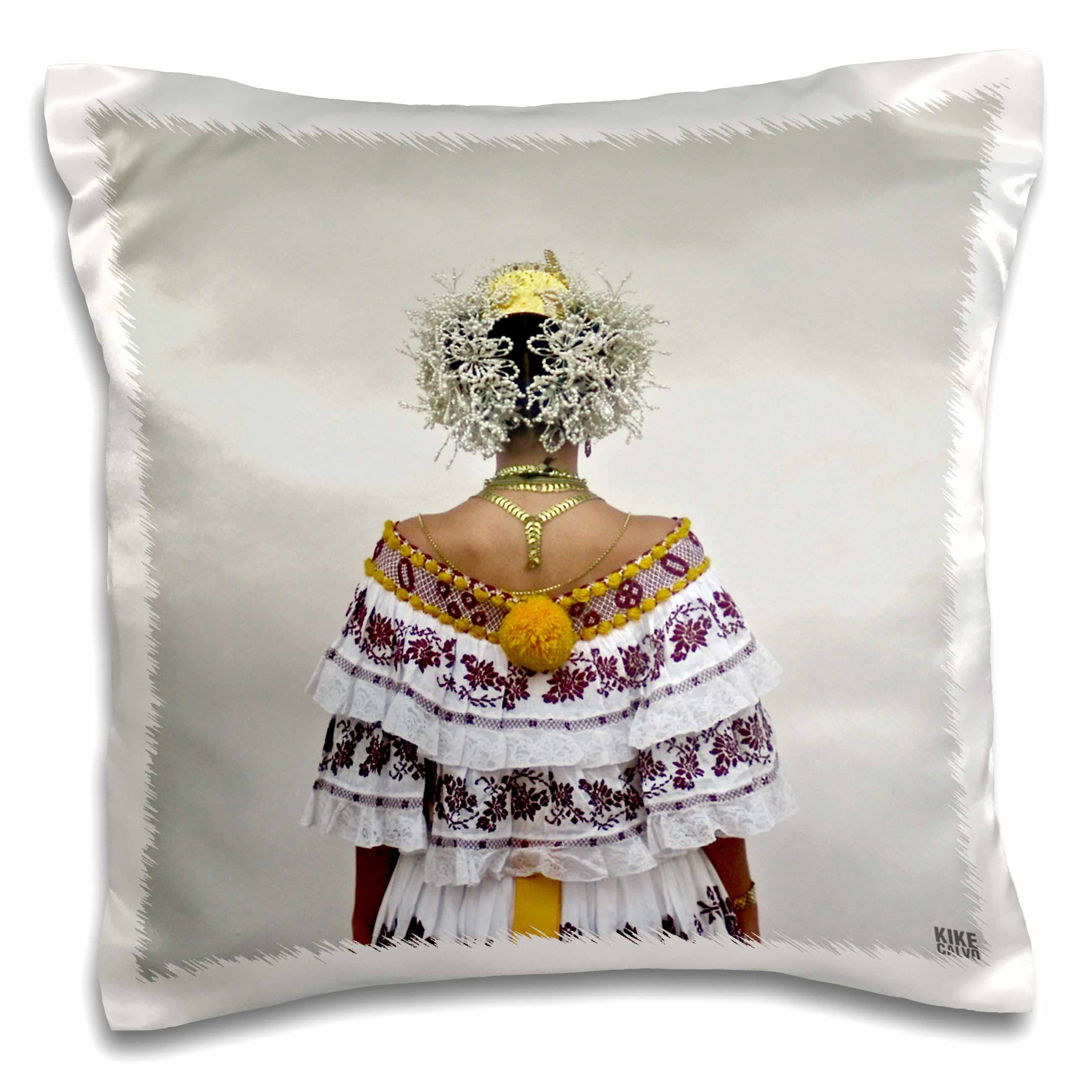 3dRose Kike Calvo Panama - Panamanian woman in her twenties dressed up with the traditional Pollera - Pillow Cases (pc_10479)