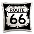 3dRose EvaDane - Signs - Route 66, Black and White - Pillow Cases (pc_110012)