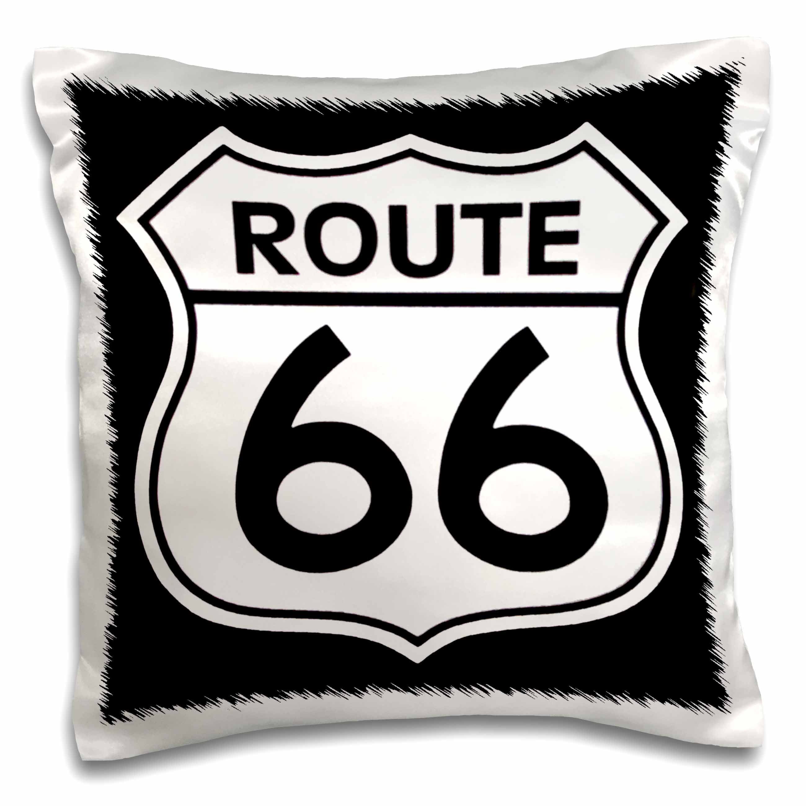 3dRose EvaDane - Signs - Route 66, Black and White - Pillow Cases (pc_110012)