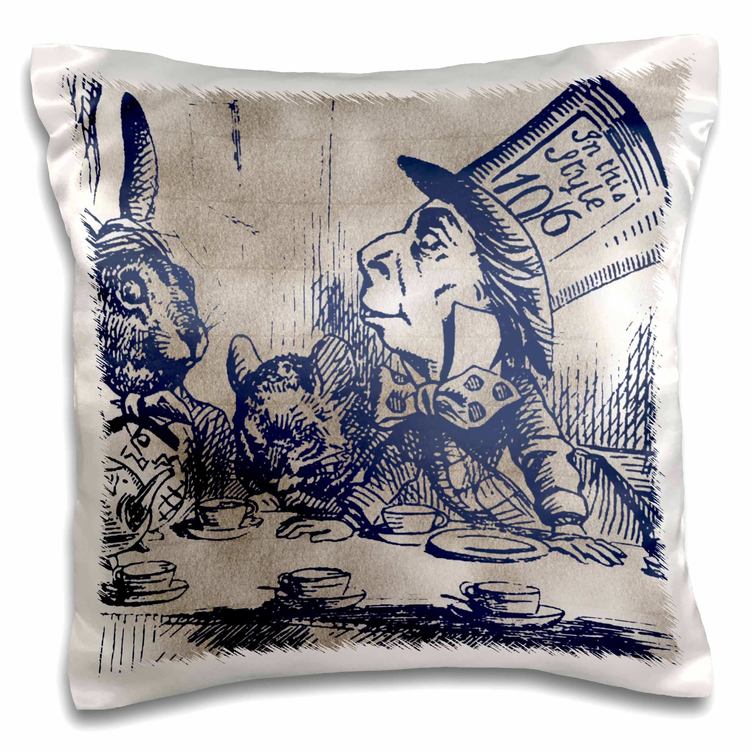 3dRose PS Vintage - Mad Hatter Vintage Alice in Wonderland Tea Party - Pillow Cases (pc_110204)