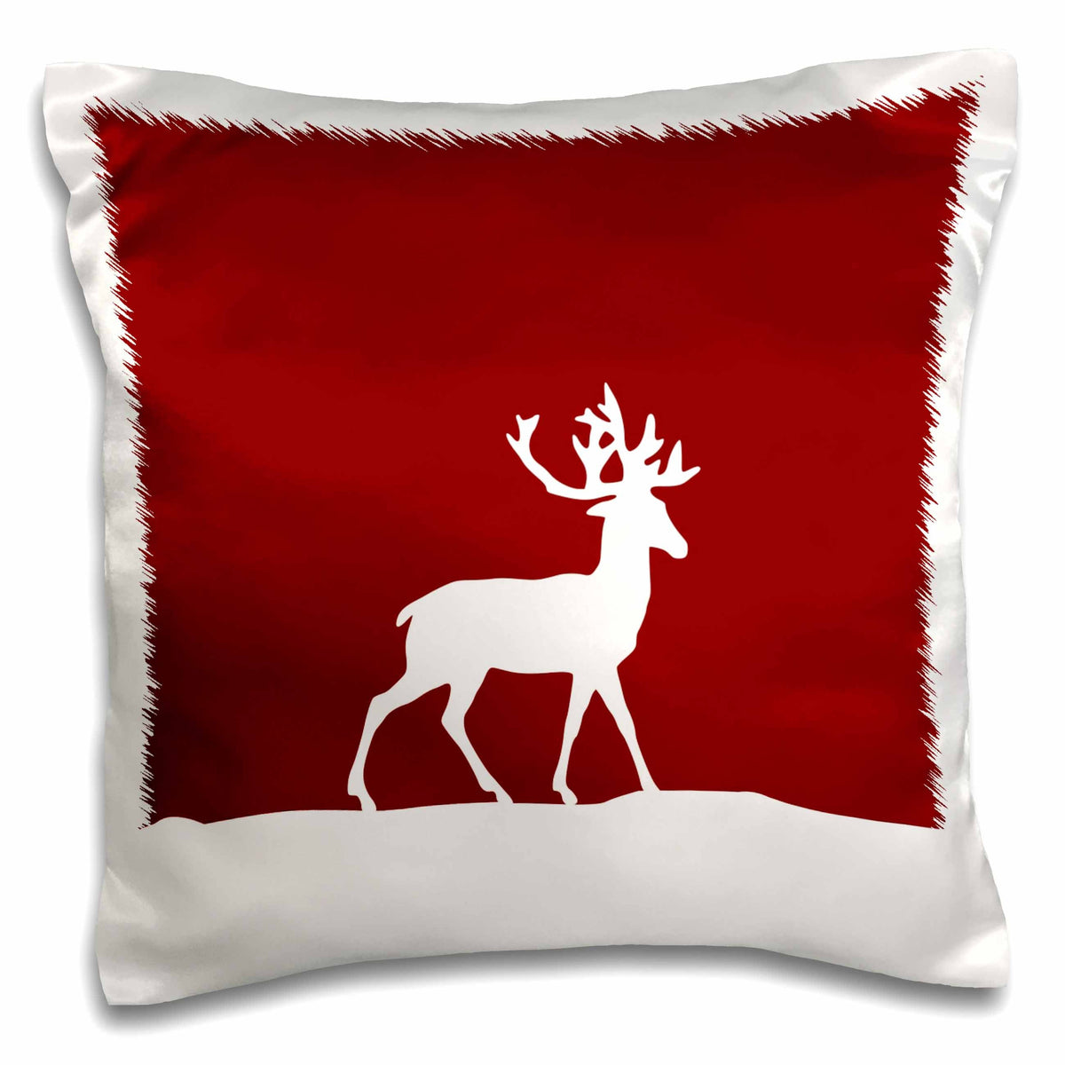 3dRose InspirationzStore Deer designs - Red reindeer in the snow - stylish white deer with antlers silhouette - Wintery Christmas Xmas gift - Pillow Cases (pc_112813)
