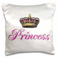 3dRose InspirationzStore His and Hers gifts - Princess - girly hot pink cursive script text with fancy royal crown potential part of couples gift - Pillow Cases (pc_112873)